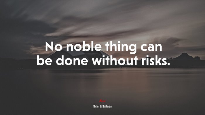 No noble thing can be done without risks. | Michel de Montaigne quote