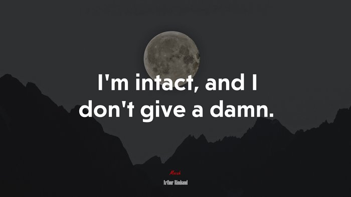 I’m intact, and I don’t give a damn. | Arthur Rimbaud quote