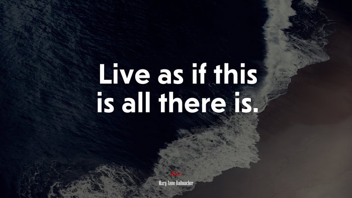 Live as if this is all there is. | Mary Anne Radmacher quote