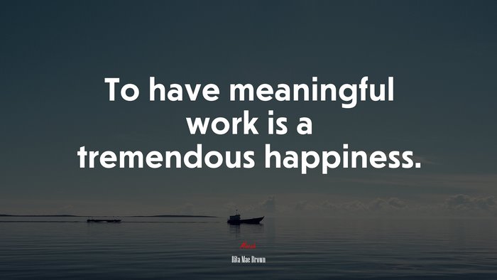 To have meaningful work is a tremendous happiness. | Rita Mae Brown quote