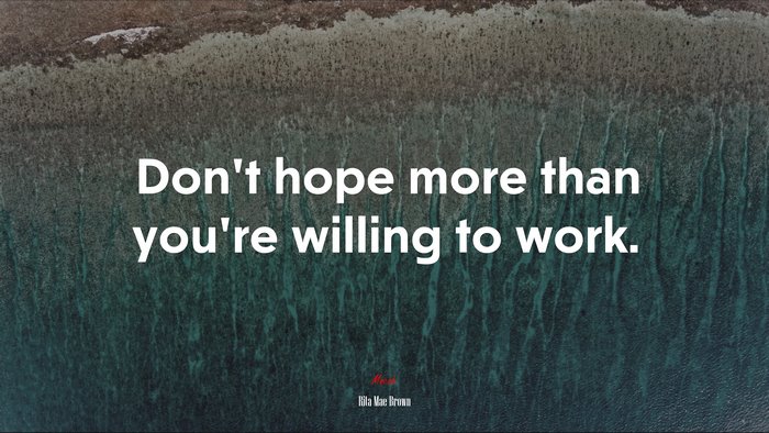 Don’t hope more than you’re willing to work. | Rita Mae Brown quote