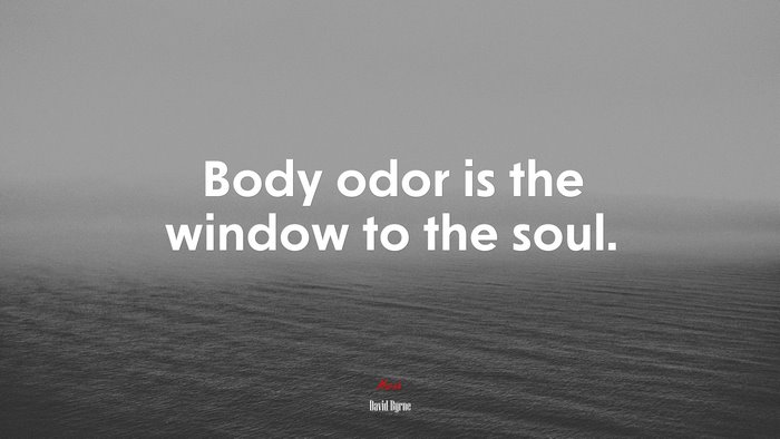 Body odor is the window to the soul. | David Byrne quote