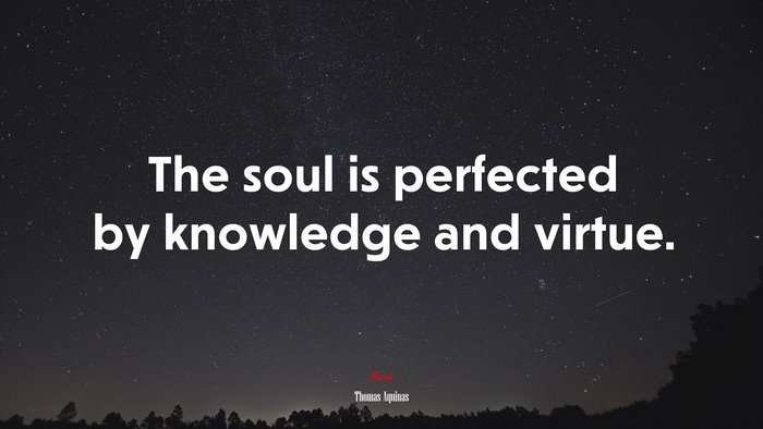 The soul is perfected by knowledge and virtue. | Thomas Aquinas quote