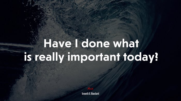 Have I done what is really important today? | Kenneth H. Blanchard quote