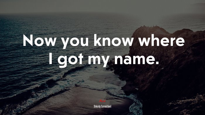 Now you know where I got my name. | Stokely Carmichael quote