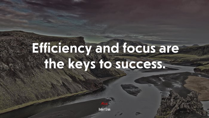 Efficiency and focus are the keys to success. | Robert Crais quote