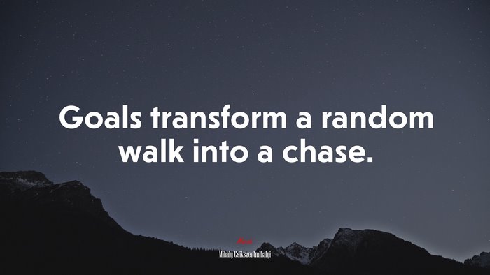 Goals transform a random walk into a chase. | Mihaly Csikszentmihalyi quote
