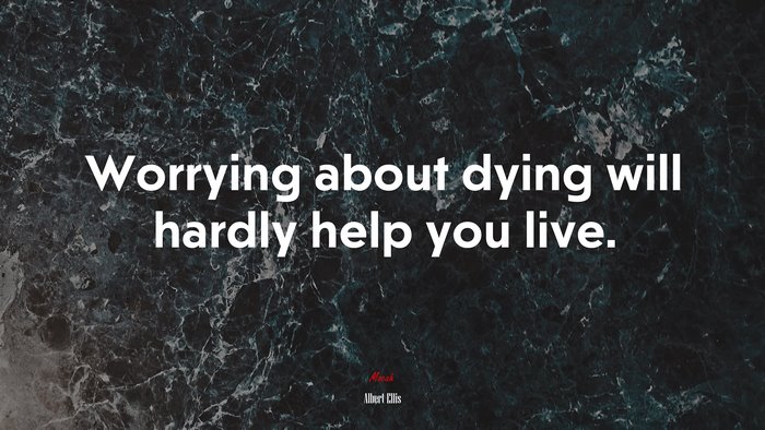 Worrying about dying will hardly help you live. | Albert Ellis quote