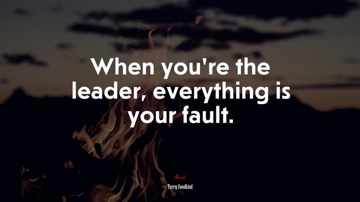 When you’re the leader, everything is your fault. | Terry Goodkind quote