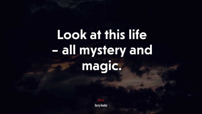 Look at this life – all mystery and magic. | Harry Houdini quote