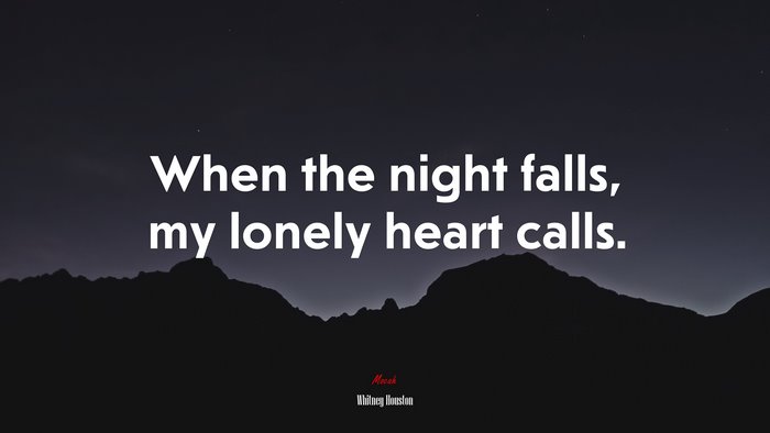 When the night falls, my lonely heart calls. | Whitney Houston quote