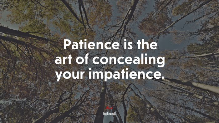 Patience is the art of concealing your impatience. | Guy Kawasaki quote
