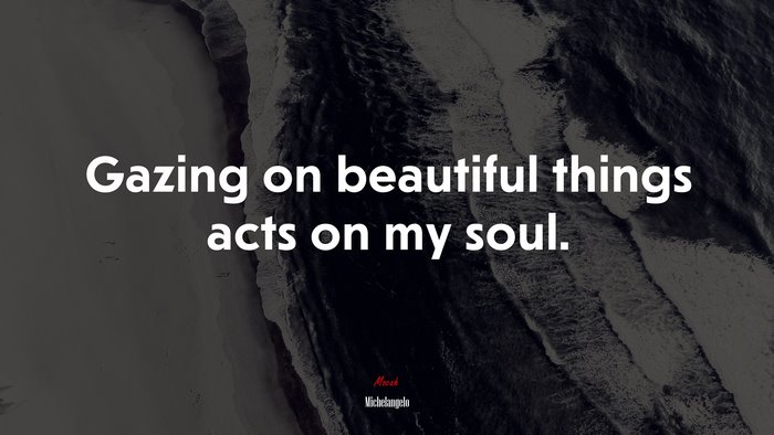 Gazing on beautiful things acts on my soul. | Michelangelo quote