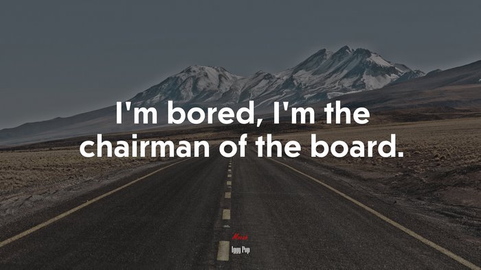 I’m bored, I’m the chairman of the board. | Iggy Pop quote