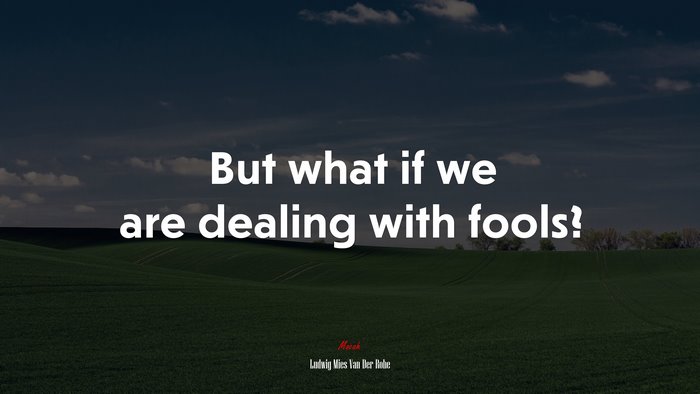 But what if we are dealing with fools? | Ludwig Mies Van Der Rohe quote