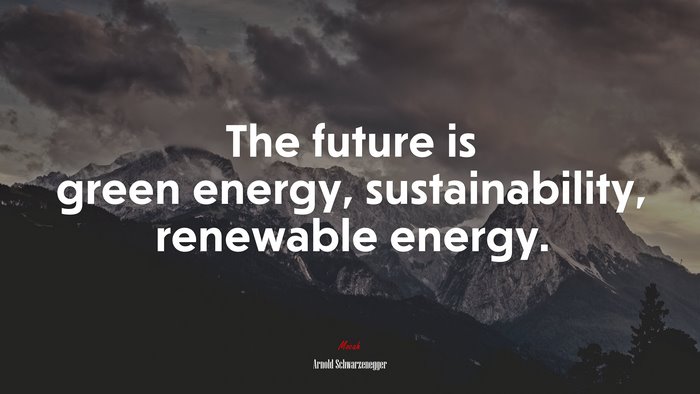 The future is green energy, sustainability, renewable energy. | Arnold Schwarzenegger quote