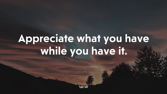 Appreciate what you have while you have it. | Taylor Swift quote