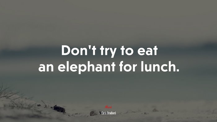 Don’t try to eat an elephant for lunch. | Chris Bradford quote