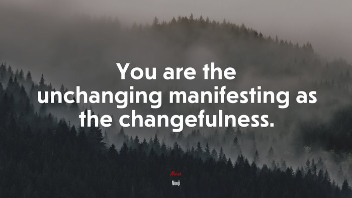 You are the unchanging manifesting as the changefulness. | Mooji quote