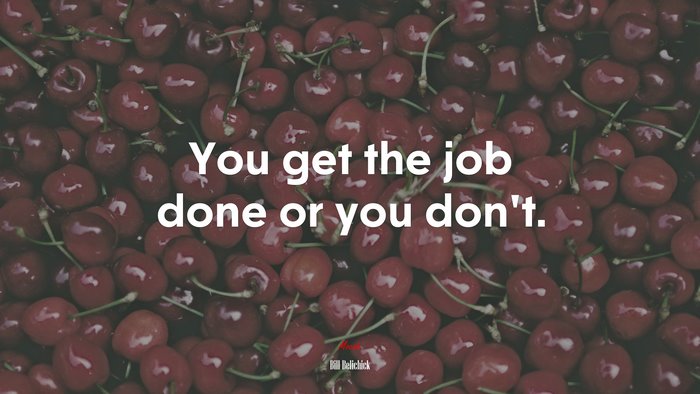 You get the job done or you don’t. | Bill Belichick quote