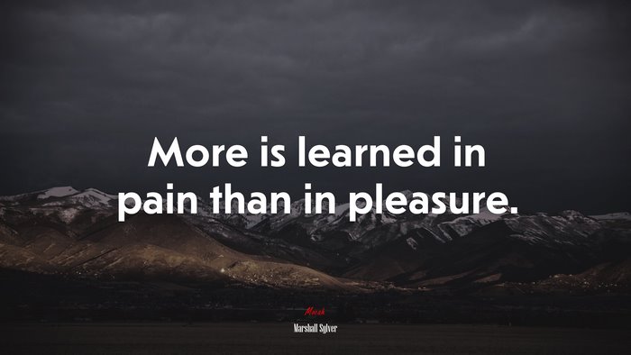 More is learned in pain than in pleasure. | Marshall Sylver quote