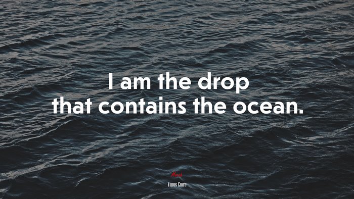 I am the drop that contains the ocean. | Yunus Emre quote