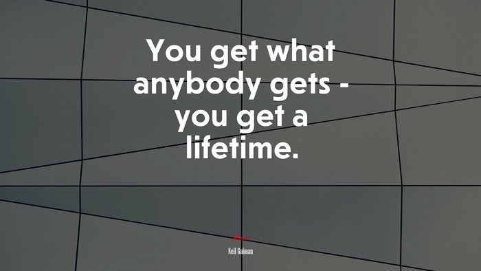 You get what anybody gets - you get a lifetime. | Neil Gaiman quote