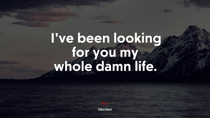 I’ve been looking for you my whole damn life. | Colleen Hoover quote