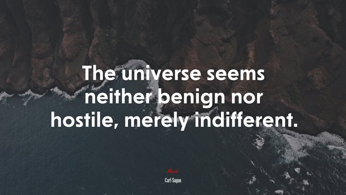 The universe seems neither benign nor hostile, merely indifferent. | Carl Sagan quote