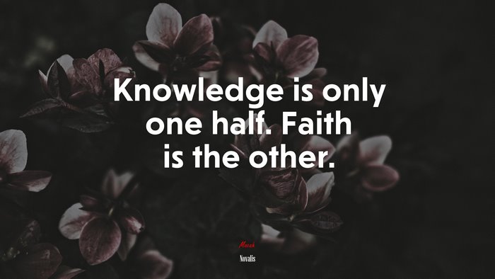 Knowledge is only one half. Faith is the other. | Novalis quote