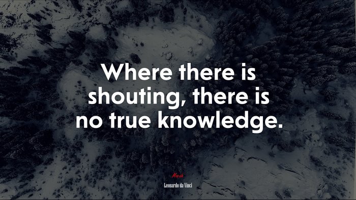 Where there is shouting, there is no true knowledge. | Leonardo da Vinci quote
