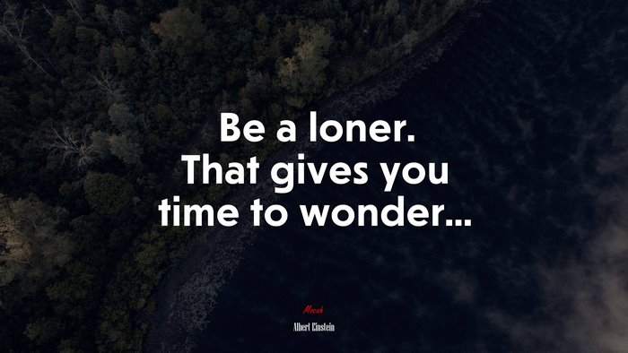 Be a loner. That gives you time to wonder... | Albert Einstein quote