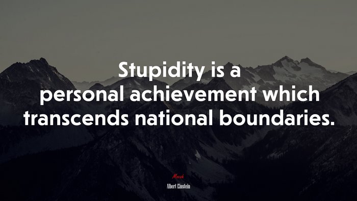 Stupidity is a personal achievement which transcends national boundaries. | Albert Einstein quote