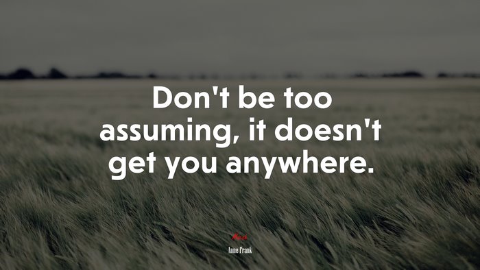 Don’t be too assuming, it doesn’t get you anywhere. | Anne Frank quote