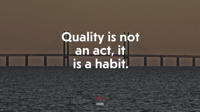 Quality is not an act, it is a habit. | Aristotle quote