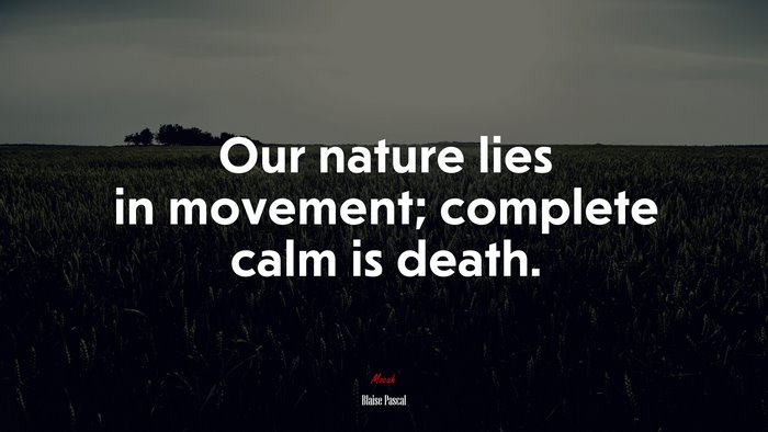 Our nature lies in movement; complete calm is death. | Blaise Pascal quote