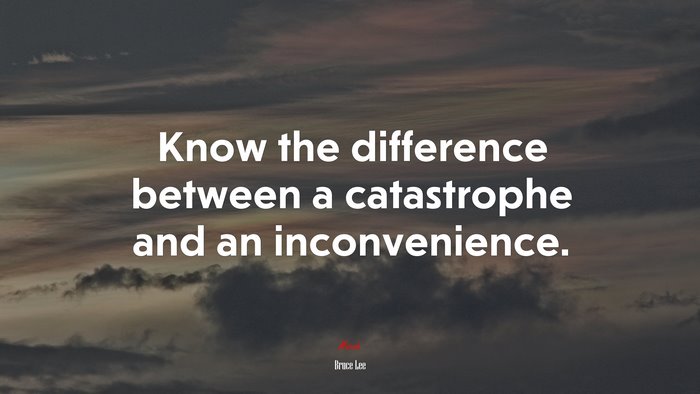 Know the difference between a catastrophe and an inconvenience. | Bruce Lee quote