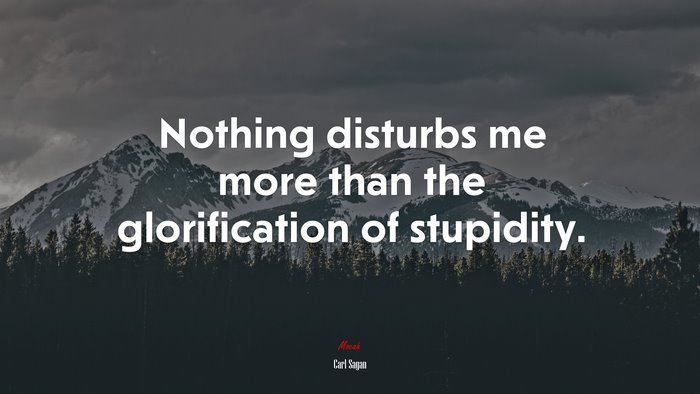 Nothing disturbs me more than the glorification of stupidity. | Carl Sagan quote
