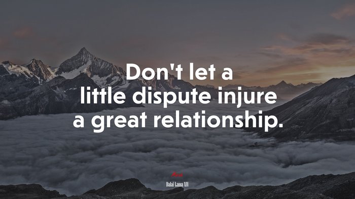 Don’t let a little dispute injure a great relationship. | Dalai Lama XIV quote