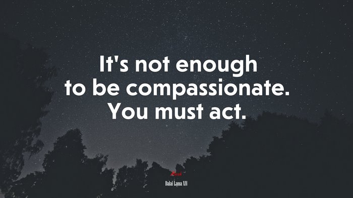 It’s not enough to be compassionate. You must act. | Dalai Lama XIV quote