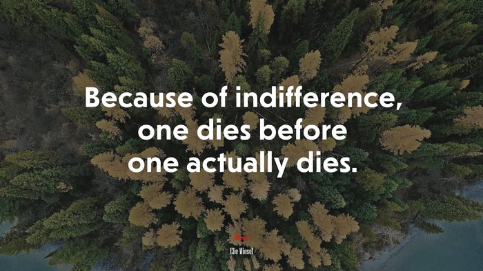 Because of indifference, one dies before one actually dies. | Elie Wiesel quote
