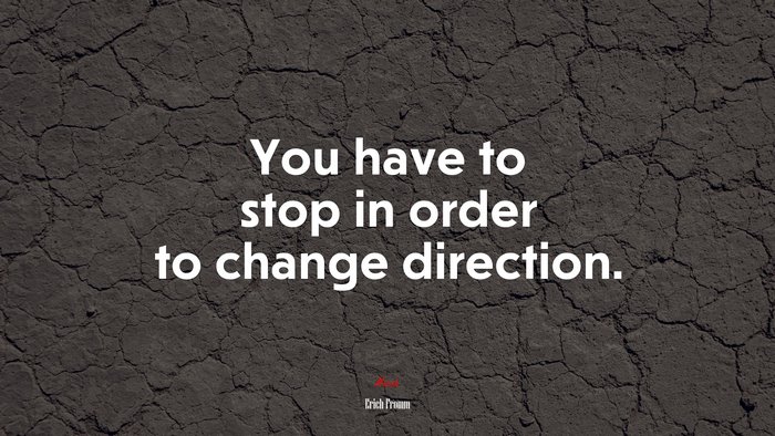 You have to stop in order to change direction. | Erich Fromm quote