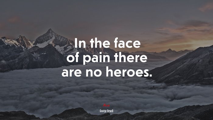 In the face of pain there are no heroes. | George Orwell quote