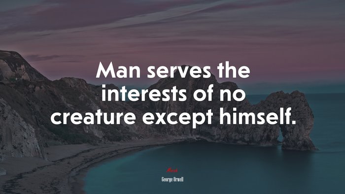 Man serves the interests of no creature except himself. | George Orwell quote