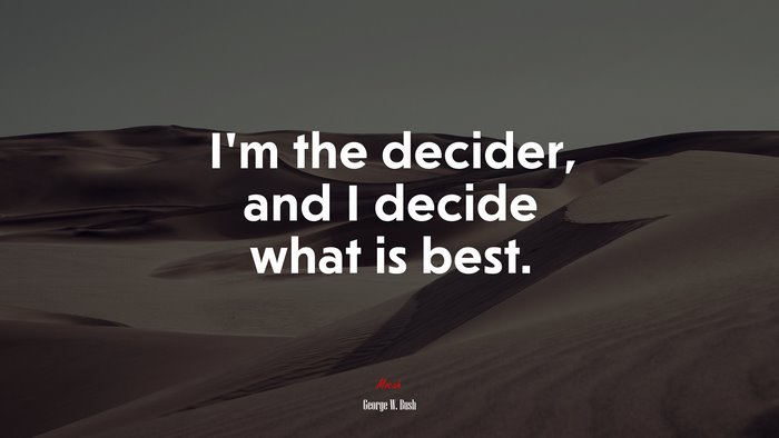 I’m the decider, and I decide what is best. | George W. Bush quote