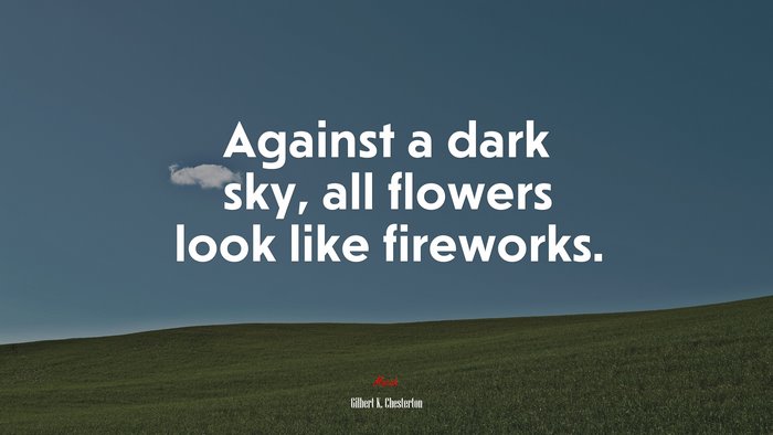 Against a dark sky, all flowers look like fireworks. | Gilbert K. Chesterton quote