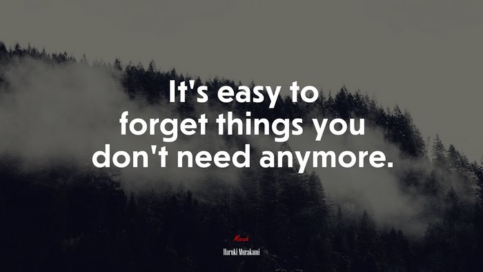 It’s easy to forget things you don’t need anymore. | Haruki Murakami quote