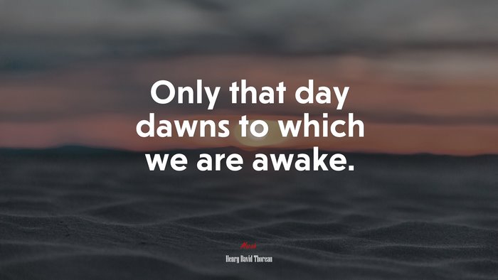 Only that day dawns to which we are awake. | Henry David Thoreau quote