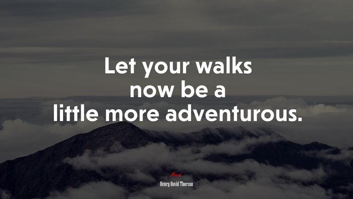 Let your walks now be a little more adventurous. | Henry David Thoreau quote