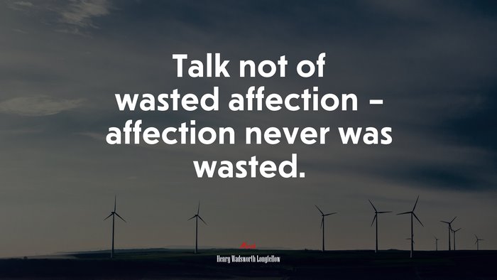 Talk not of wasted affection – affection never was wasted. | Henry Wadsworth Longfellow quote